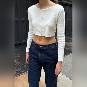 Brandy Melville Women's Ribbed Cropped Cardigan